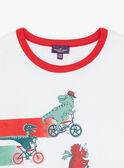 T-shirt blanc avec dinosaures sur des vélos FEMIAGE / 23E3PGB1TMC001