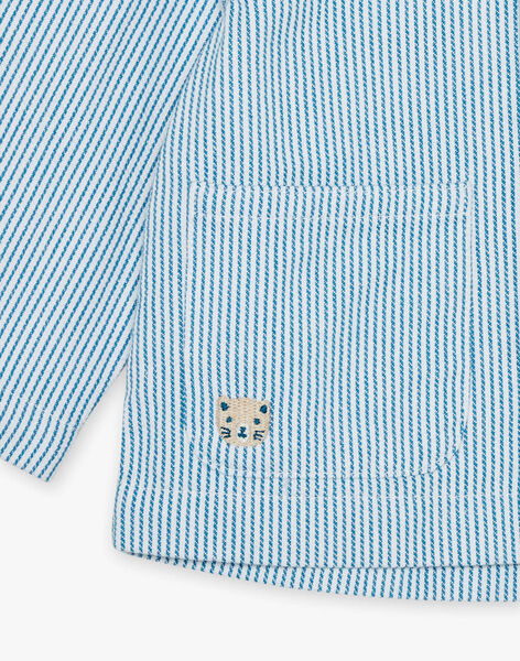 Gilet à rayures bleu azur et blanc FAESCAR / 23E1BGI1GILC218