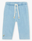 Pantalon en light denim bleu avec broderie oiseau FAANDY / 23E1BG82PANP272