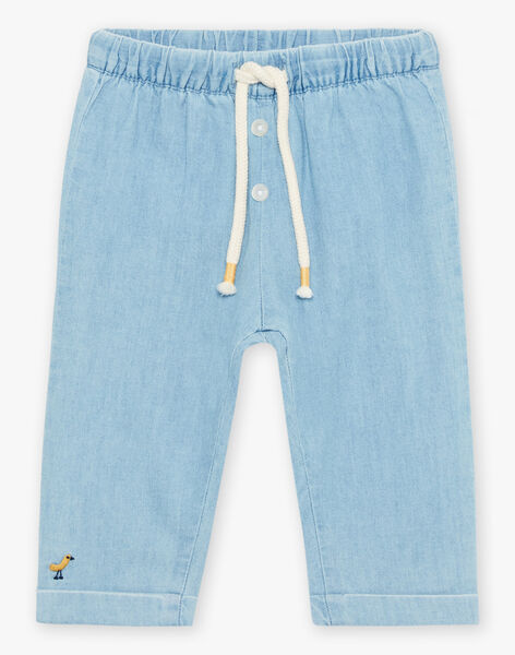 Pantalon en light denim bleu avec broderie oiseau FAANDY / 23E1BG82PANP272