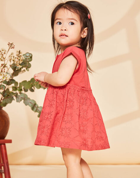 Robe bi-matière coquelicot FAWINONA / 23E1BFQ1ROBF505