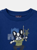 Sweat-shirt bleu imprimé chien à manches longues Garçon NUFLEAGE / 25H3PGQ1SWEC209