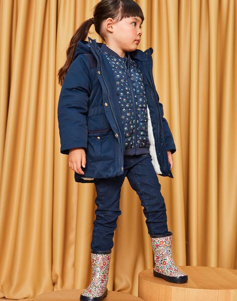 Parka 3 en 1 à capuche bleu nuit DRAVLETTE / 22H2PFG1PAR070