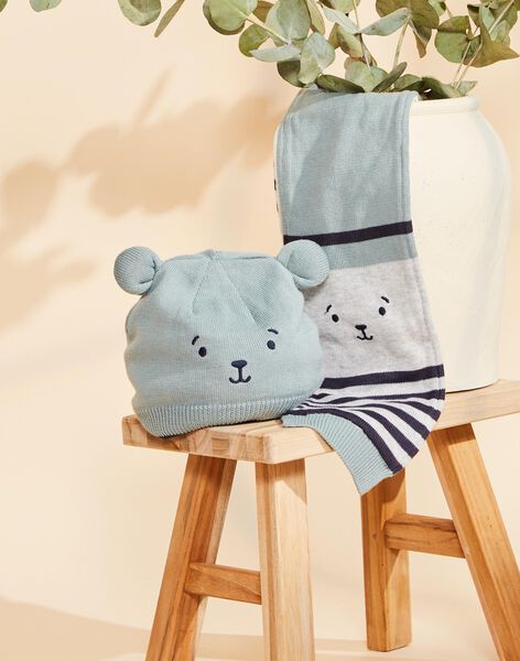 Bonnet vert d'eau en tricot avec découpe oreilles 3D FILUCAS / 23E4BG51BON614