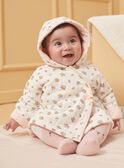 Veste de naissance à capuche écrue en tubique LOELIA / 24H0CF11VES001