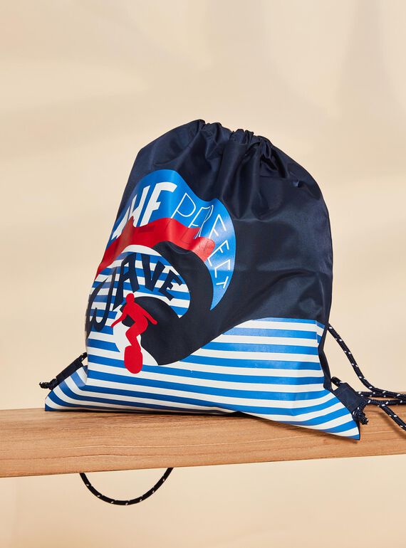 Sac à dos bleu et blanc à rayures FRYSACAGE / 23E4PGL1BES070