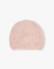Bonnet rose effet croisé en tricot DRANOUETTE / 22H4PFN3BON309