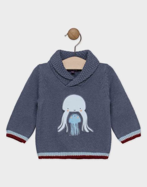 Pull Bebe Garcon Bleu Gris A Col Chale Pull Bebe Garcon Bleu Gris A Col Chale