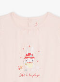 Grenouillère courte rose motif lapin à la plage CEGLACE / 22E5BF54GRE311
