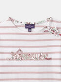 T-shirt à rayures rose avec patch "Rêveuse" Fille NIRAYETTE / 25H2PFL2TML001