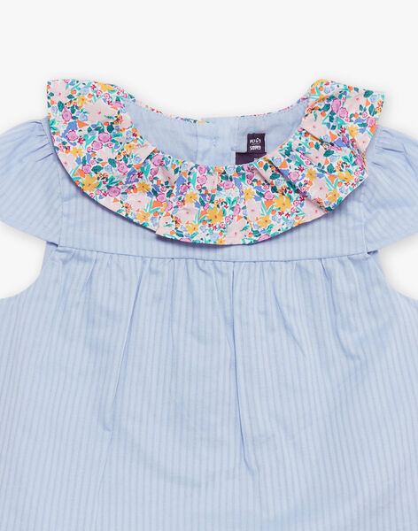 Blouse et bloomer ciel à imprimé fleuri et à rayures FASOLAL / 23E1BFS1ENS020