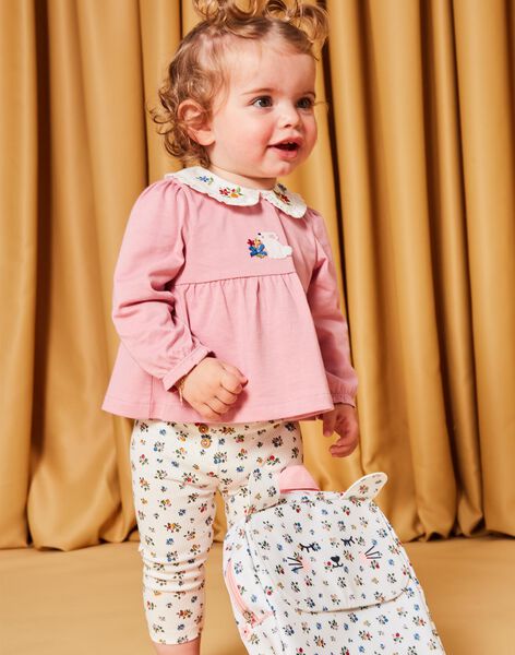 Ensemble blouse rose et legging fleuris DAEMMA / 22H1BFE1ENS309
