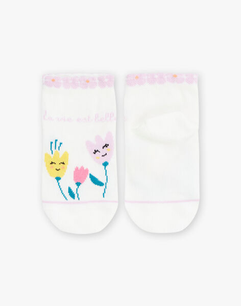 Chaussettes basses écrues à motif fleurs FLEWETTE / 23E4PFS1SOB001