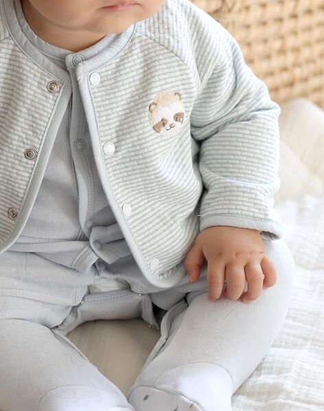 Ensemble grenouillère bleu ciel et gilet écru FORLAN / 23E0NG62ENS614