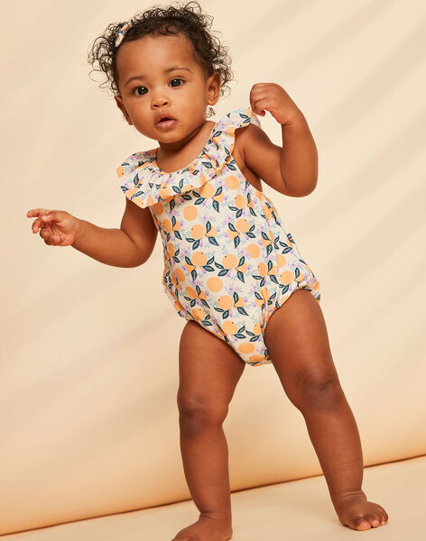Maillot de bain 1 pièce orange et bleu à imprimé clémentines FITERESE / 23E4BFM1MAI114