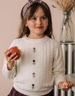 Pull écru à motifs fleurs et points fantaisie DUCHETTE / 22H2PFR1PUL632
