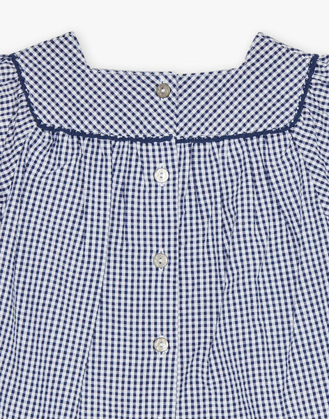 Robe en seersucker vichy bleu nuit et blanc FANONO / 23E1BFN1ROB070