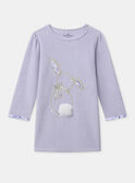 Chemise de nuit violet à broderie lapin et patch pompon et legging fleuri Fille  NUIDINETTE / 25H5PFB2CHN205