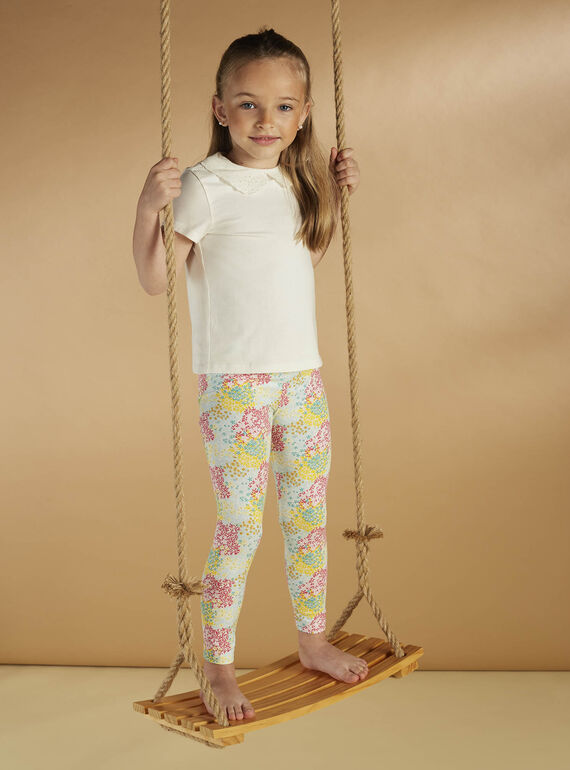 Legging écru à imrpimé fleuri enfant fille CEFLOETTE 3 / 22E4PFU3CAL811