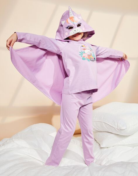 Pyjama deux pièces violet pâle en coton avec cape tête de licorne FLOPOETTE 3 / 23E5PF41PYT326