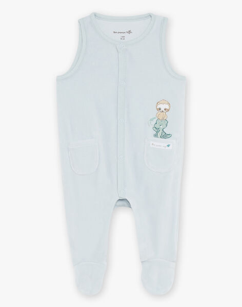 Ensemble grenouillère bleu ciel et gilet écru FORLAN / 23E0NG62ENS614