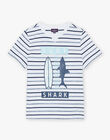 T-shirt bleu à imprimé à rayures FLYMIAGE / 23E3PGR3TMC715