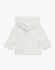 Cardigan en molleton beige chiné à capuche et à broderies animaux fantaisie FAORIS / 23E1BGO1CARA011