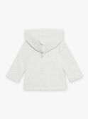 Cardigan en molleton beige chiné à capuche et à broderies animaux fantaisie FAORIS / 23E1BGO1CARA011