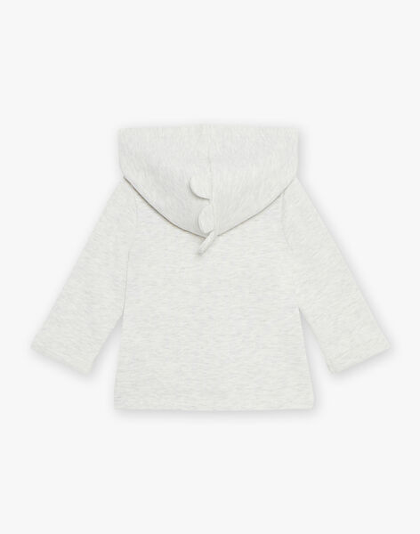 Cardigan en molleton beige chiné à capuche et à broderies animaux fantaisie FAORIS / 23E1BGO1CARA011
