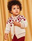 Gilet en tricot rouge et beige DAPIERRE / 22H1BGX1GILF512