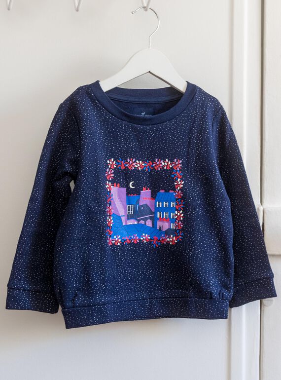 Sweat Camille Witt marine à paillettes - Enfant DOSWETTE / 22H2PFT1SWE705