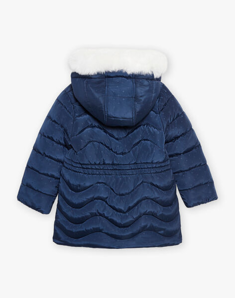 Doudoune longue bleu marine à capuche DRASEQETTE / 22H2PFN3D3E070