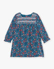 Robe bleu canard à imprimé fleuri DAMAURINE / 22H1BFU1ROB714