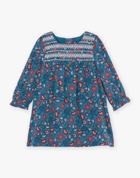 Robe bleu canard à imprimé fleuri DAMAURINE / 22H1BFU1ROB714