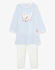 Robe de chambre cygne en jersey bleu et legging à pois enfant fille CHOUBETTE / 22E5PF42CHNC206