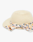 Chapeau de paille avec bande à imprimé clémentines et fleurs FLAMETTE / 23E4PFO1CHA009