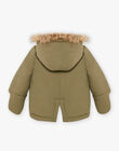 Parka kaki à capuche avec moufles intégrées bébé garçon BIRAPHAEL / 21H1BGE1PAR628