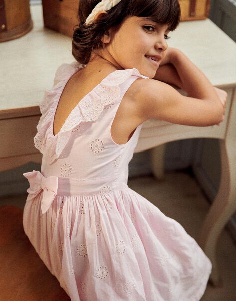 Robe rose à broderies fleuries FREROSETTE / 23E2PFI2ROBD320
