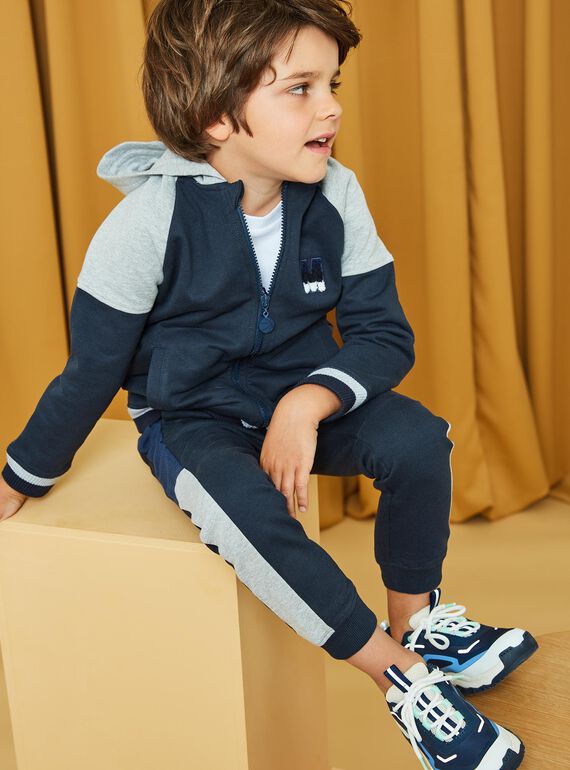Jogging bleu foncé à détails bleus et gris chiné DICLAGE2 / 22H3PGL2JGB705