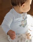 Body-T-shirt bleu, pantalon beige et chaussettes vert d'eau FOREST / 23E0CG72ENS614
