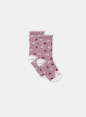Chaussettes rose imprimé fleuries et tête de chat  NAELENI / 25H4BFL1SOQ303