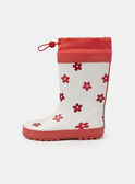Botte de pluie blanc et rouge imprimé fleuri Fille NIBOTETTE / 25F10PF11D0C001