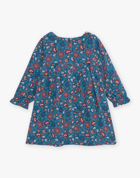 Robe bleu canard à imprimé fleuri DAMAURINE / 22H1BFU1ROB714