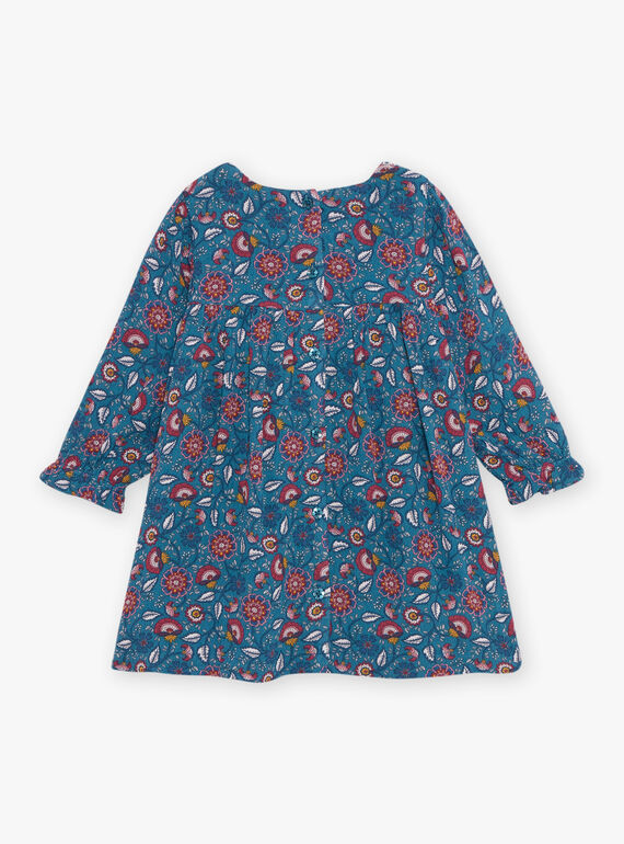 Robe bleu canard à imprimé fleuri DAMAURINE / 22H1BFU1ROB714