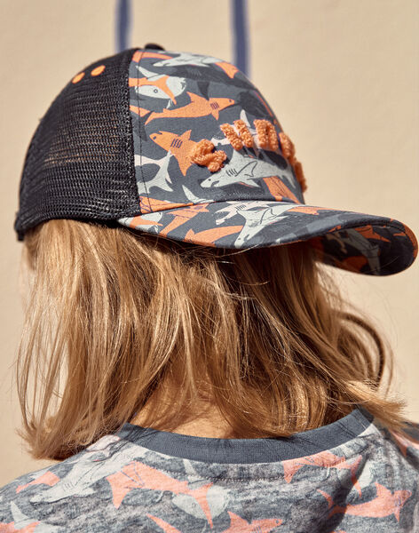 Casquette bleue à imprimé requins FLYTOAGE / 23E4PGR1CHAC226