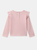 T-shirt rose imprimé avec volants aux épaules et manches longues Fille NOROZETTE / 25H2PFP2TML301