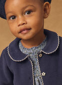 Cardigan bleu foncé à col claudine Bébé Fille NAJUNE / 25H1BFQ1CAR070