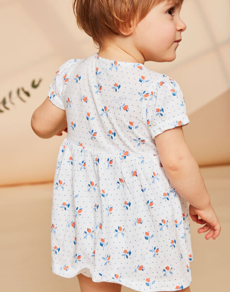Robe écrue avec body intégré à imprimé fleuri FAZORA / 23E1BFR1ROB001