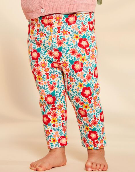 Legging écru à fleurs FADELPHINE / 23E1BFB1CAL001