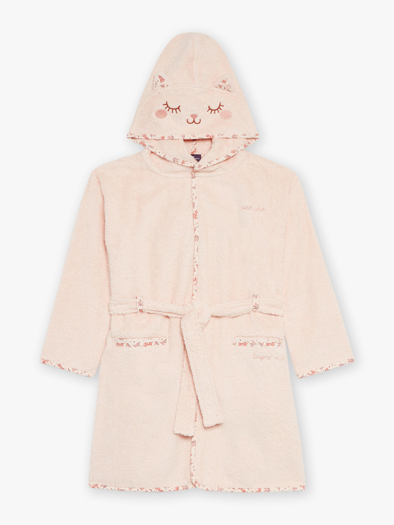 Peignoir capuche en ponge rose